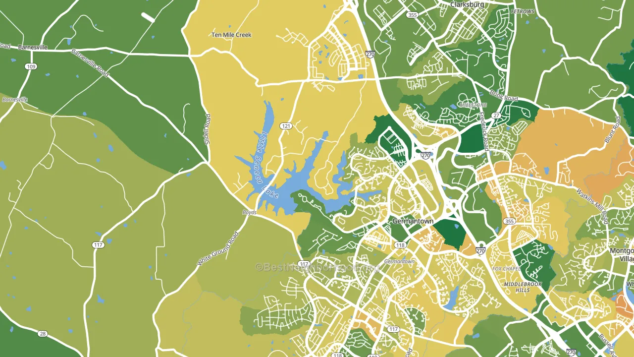 Boyds, MD block-group voter-turnout map