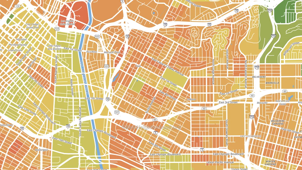 Boyle Heights, Los Angeles, CA block-group voter-turnout map