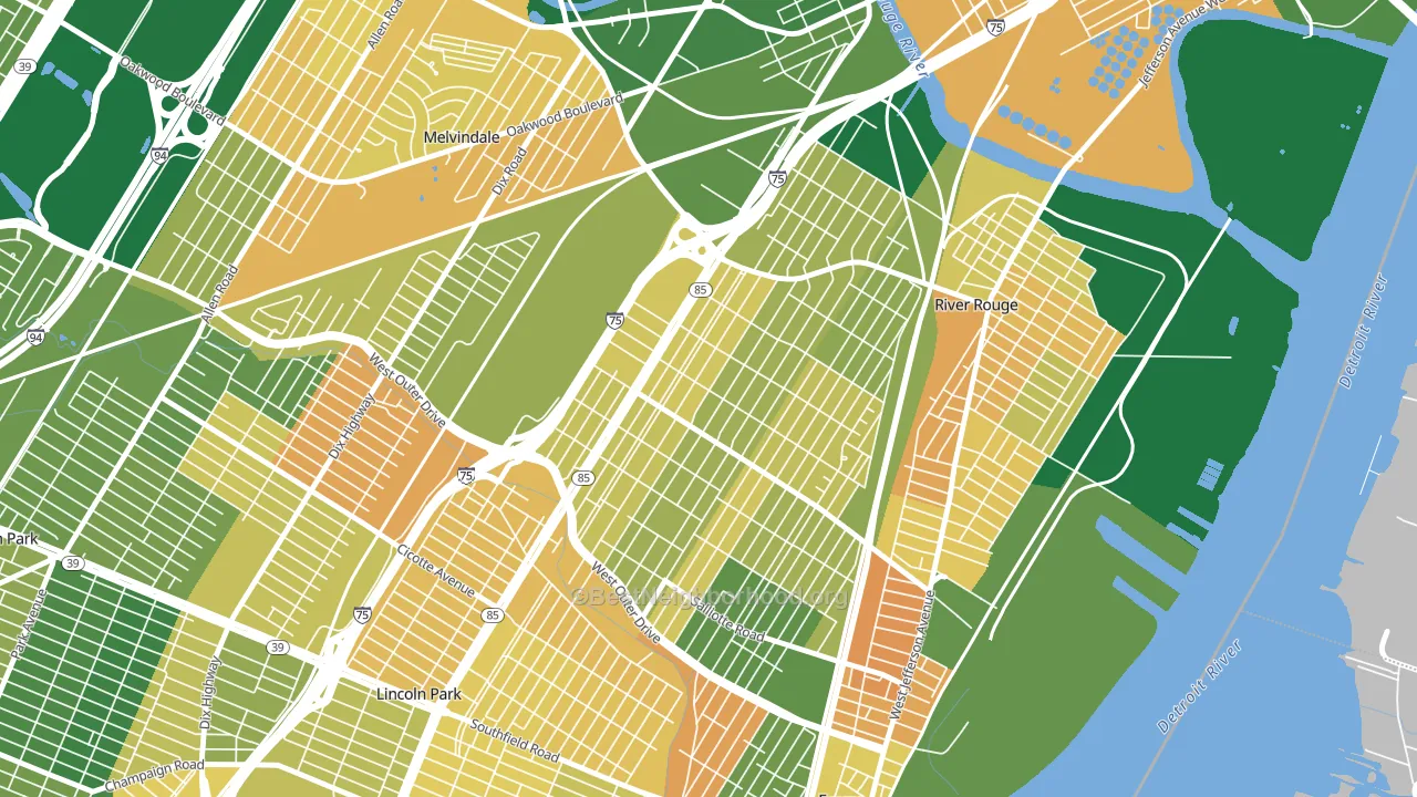 Boynton, Detroit, MI block-group voter-turnout map