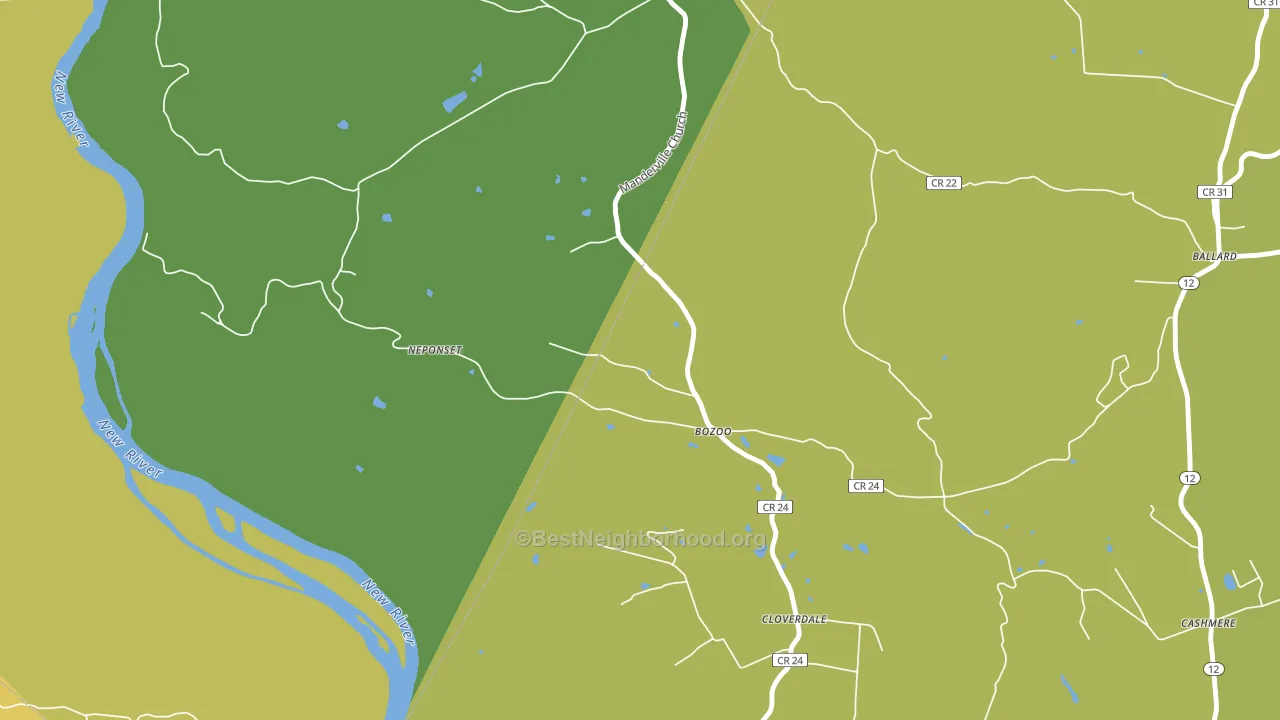 Bozoo, WV block-group voter-turnout map