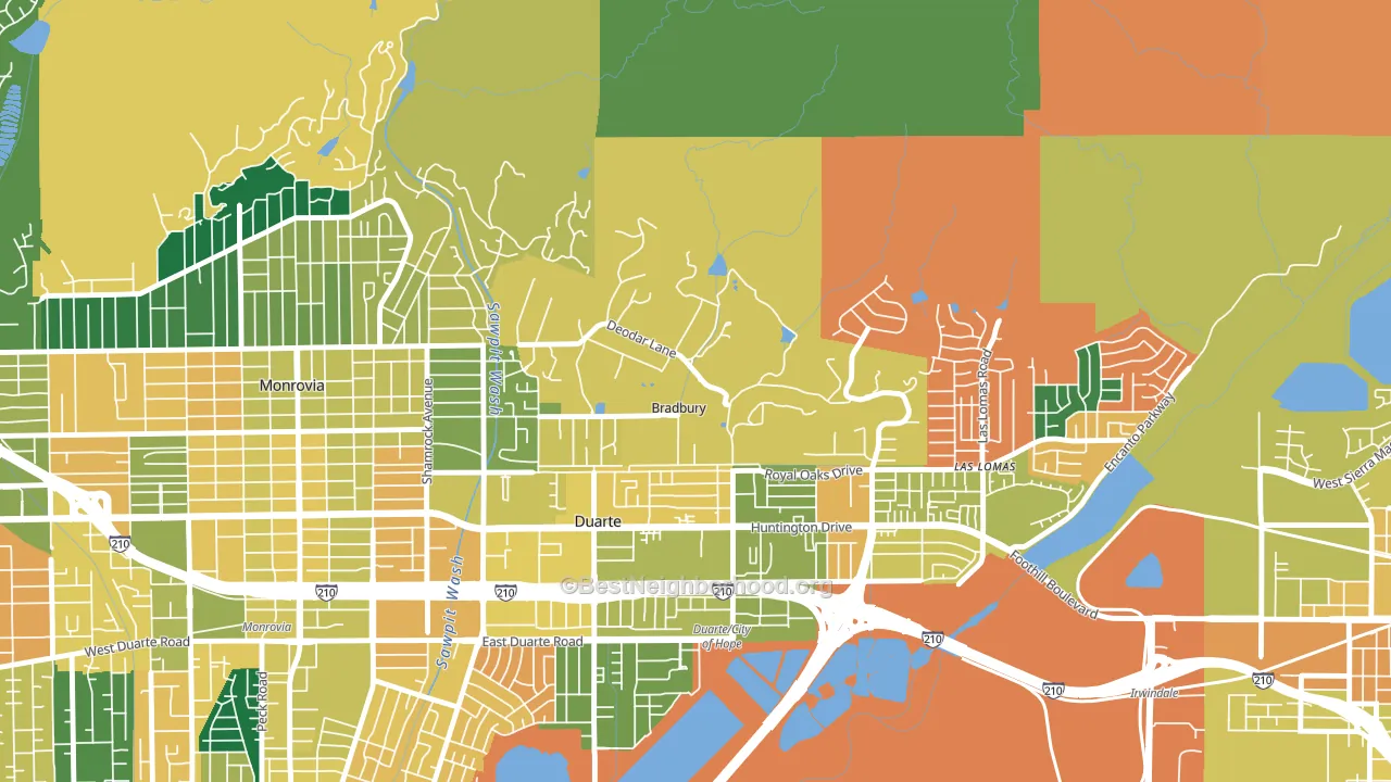 Bradbury, CA block-group voter-turnout map