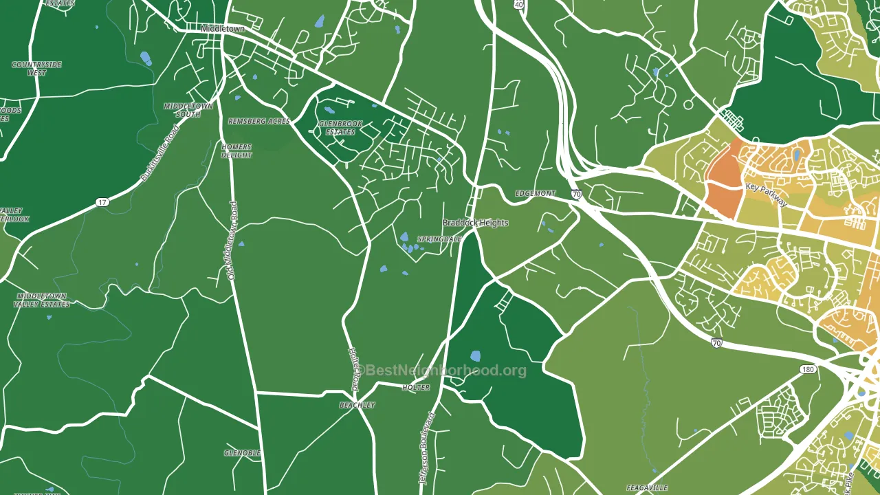 Braddock Heights, MD block-group voter-turnout map