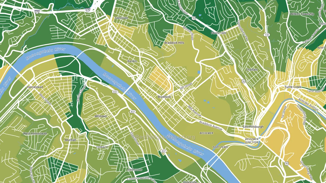 Braddock, PA block-group voter-turnout map