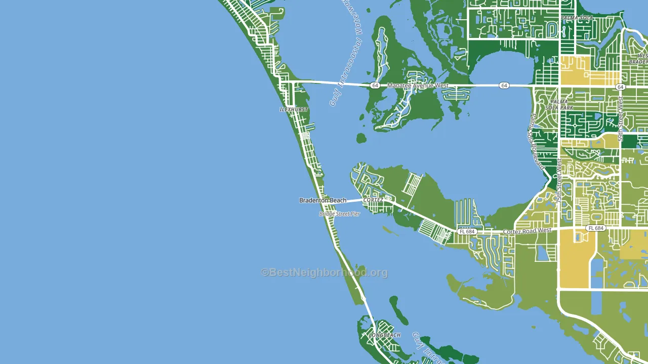 Bradenton Beach, FL block-group voter-turnout map