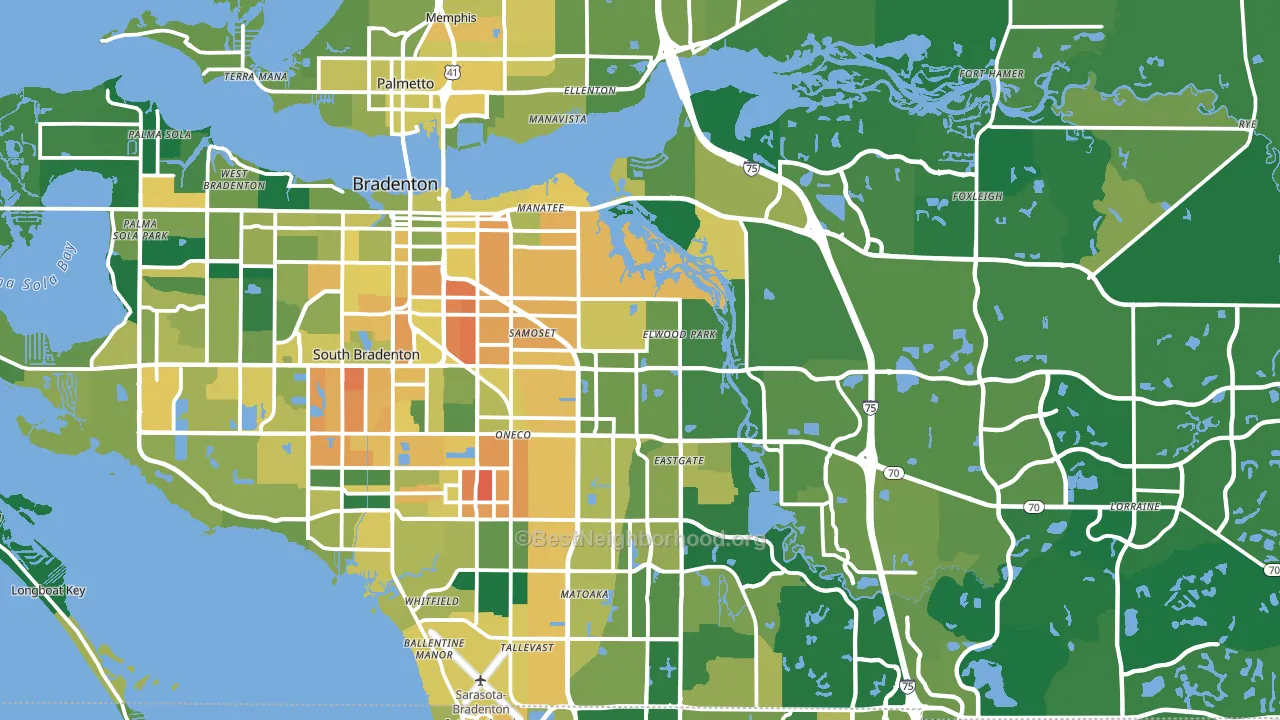 Bradenton, FL block-group voter-turnout map