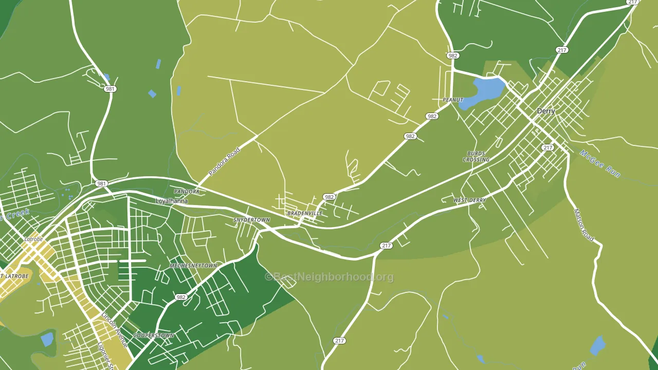 Bradenville, PA block-group voter-turnout map