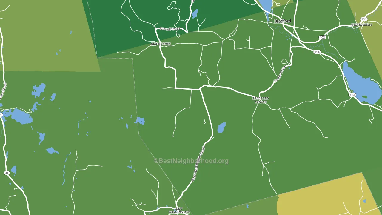 Bradford Center, NH block-group voter-turnout map