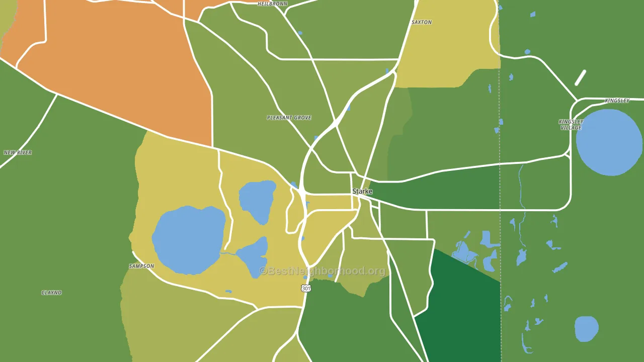 Bradford County, FL block-group voter-turnout map