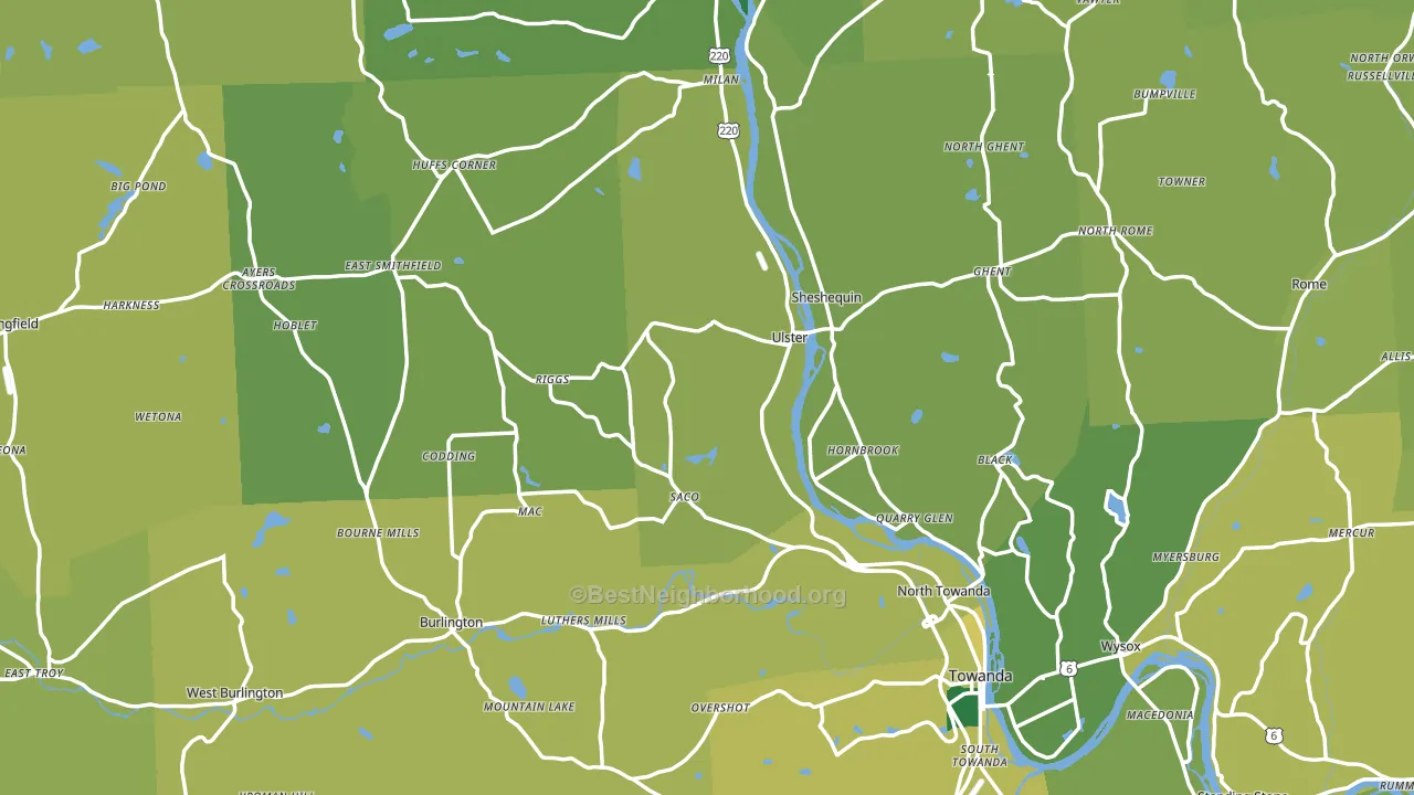 Bradford County, PA block-group voter-turnout map
