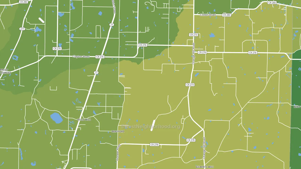 Bradford, FL block-group voter-turnout map