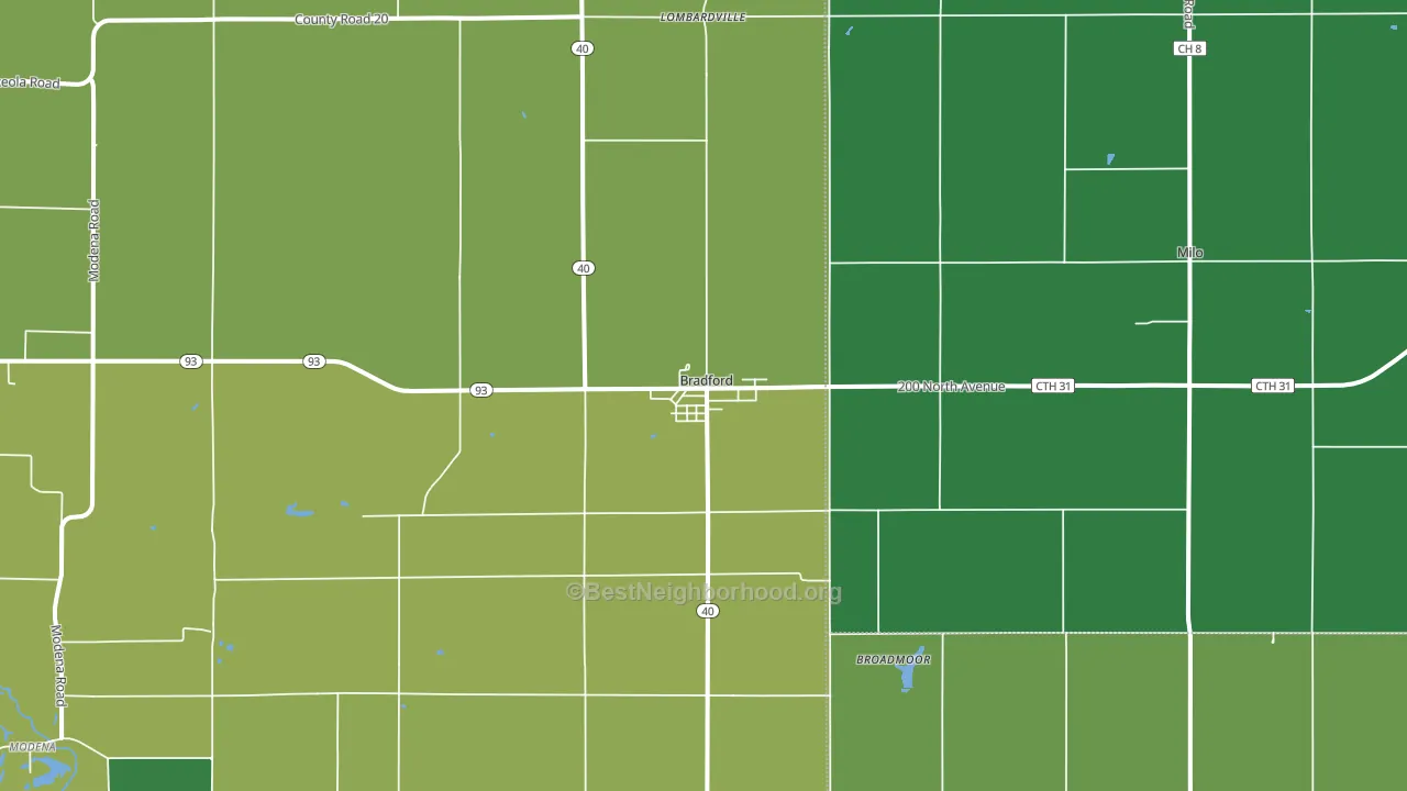 Bradford, IL block-group voter-turnout map