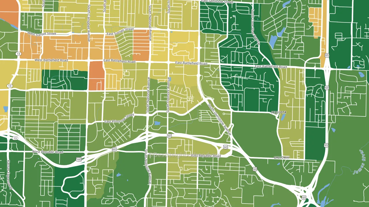 Bradford Park, Springfield, MO block-group voter-turnout map