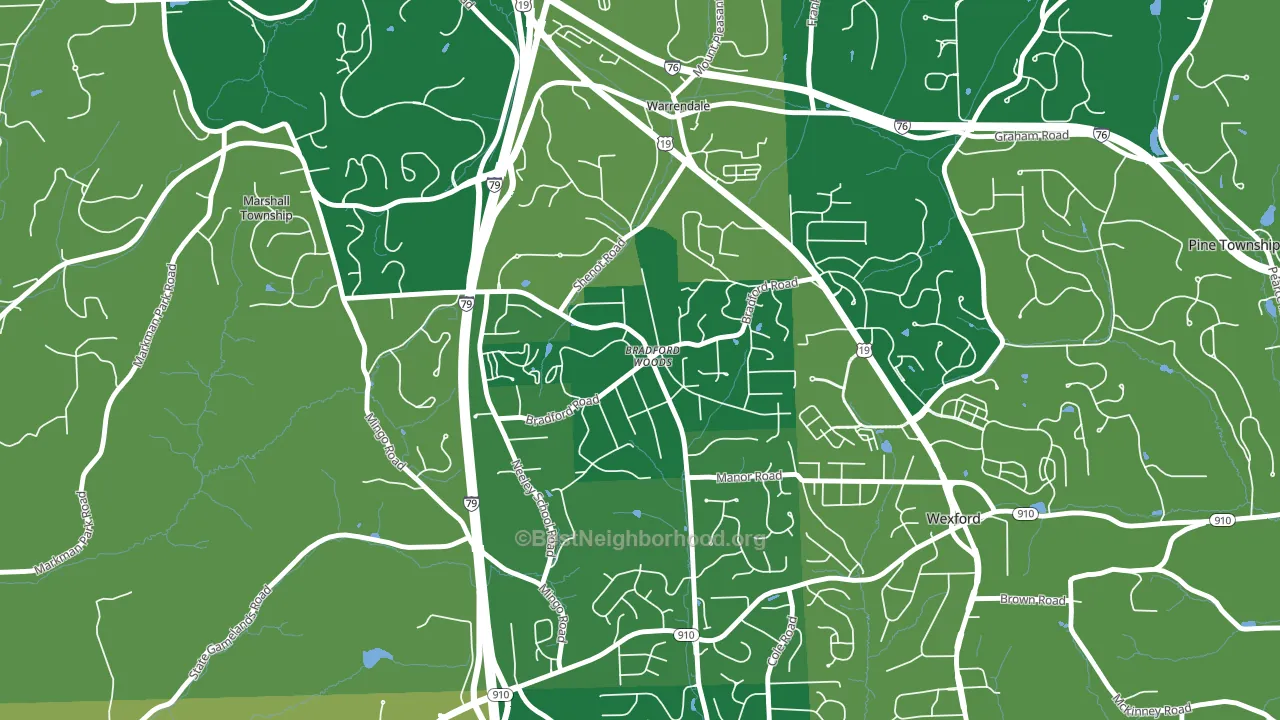 Bradford Woods, PA block-group voter-turnout map