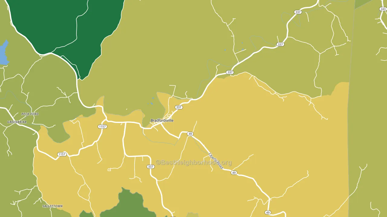 Bradfordsville, KY block-group voter-turnout map