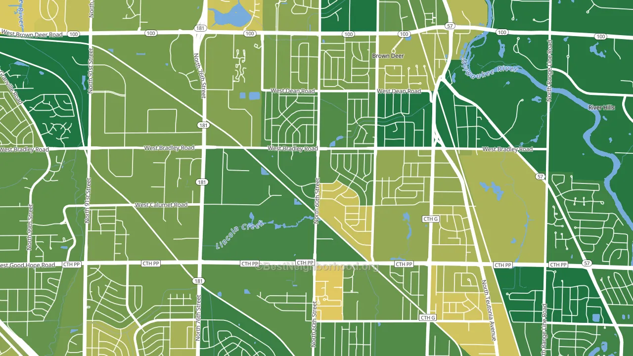 Bradley Estates, Milwaukee, WI block-group voter-turnout map