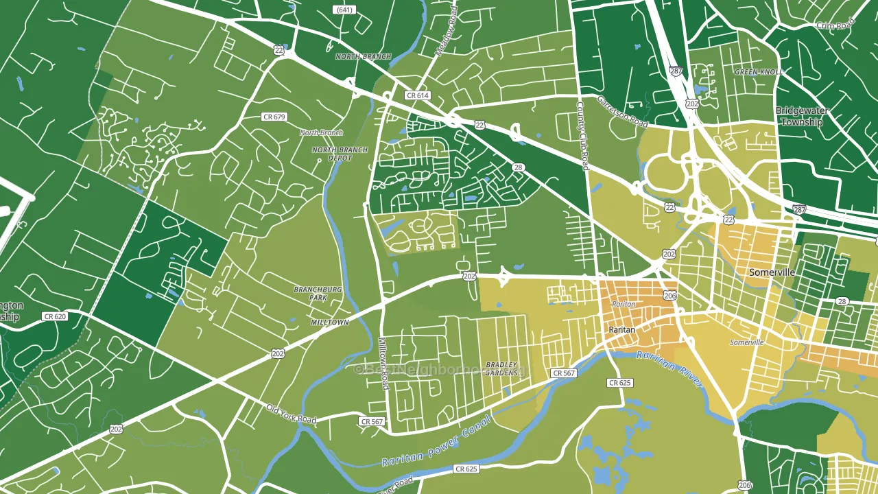 Bradley Gardens, NJ block-group voter-turnout map