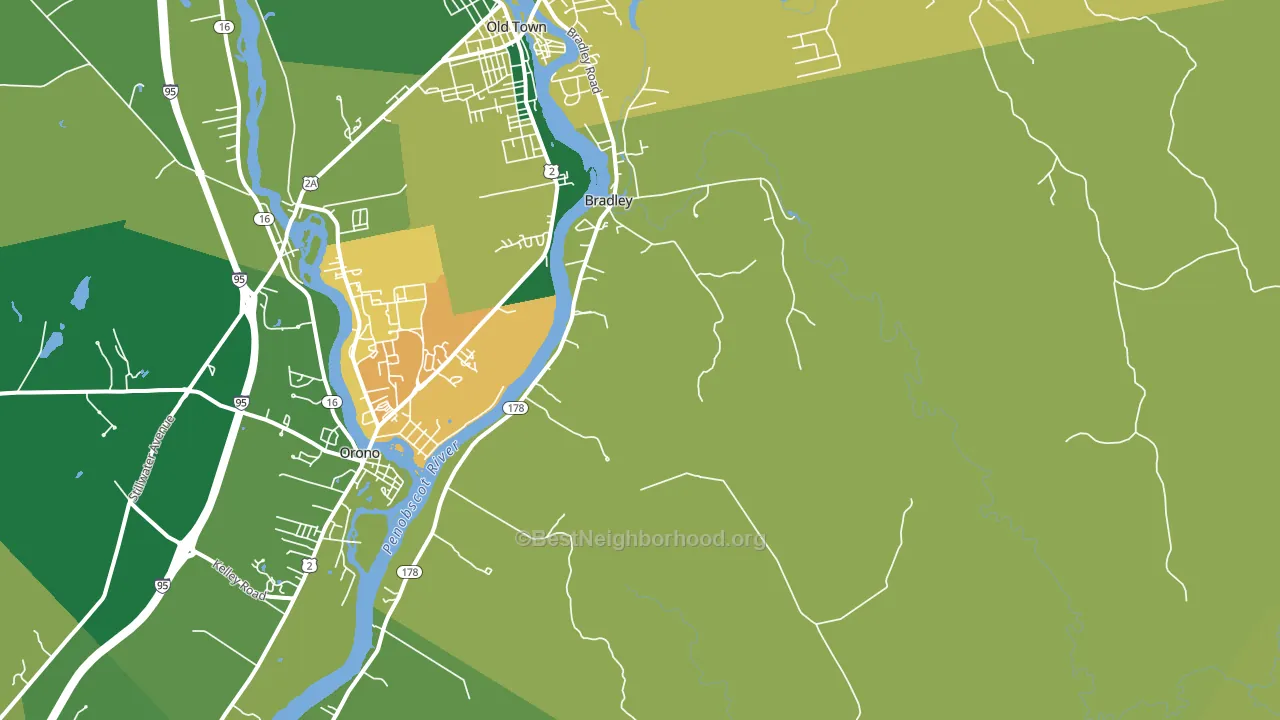 Bradley, ME block-group voter-turnout map
