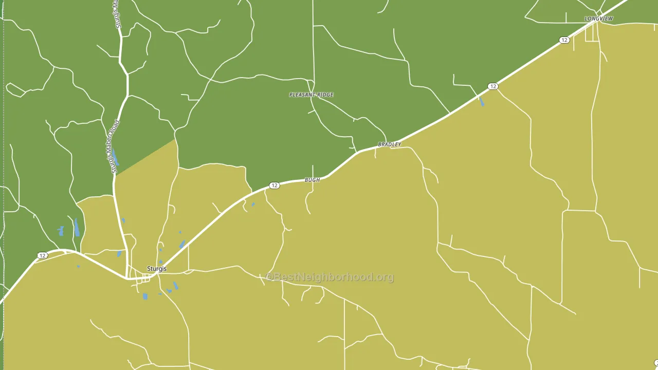 Bradley, MS block-group voter-turnout map