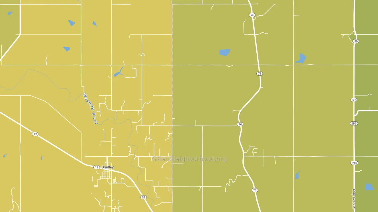 Bradley, OK block-group voter-turnout map