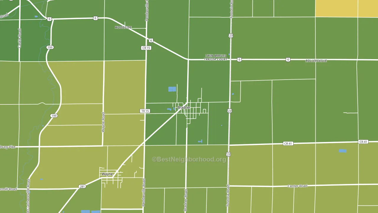 Bradner, OH block-group voter-turnout map