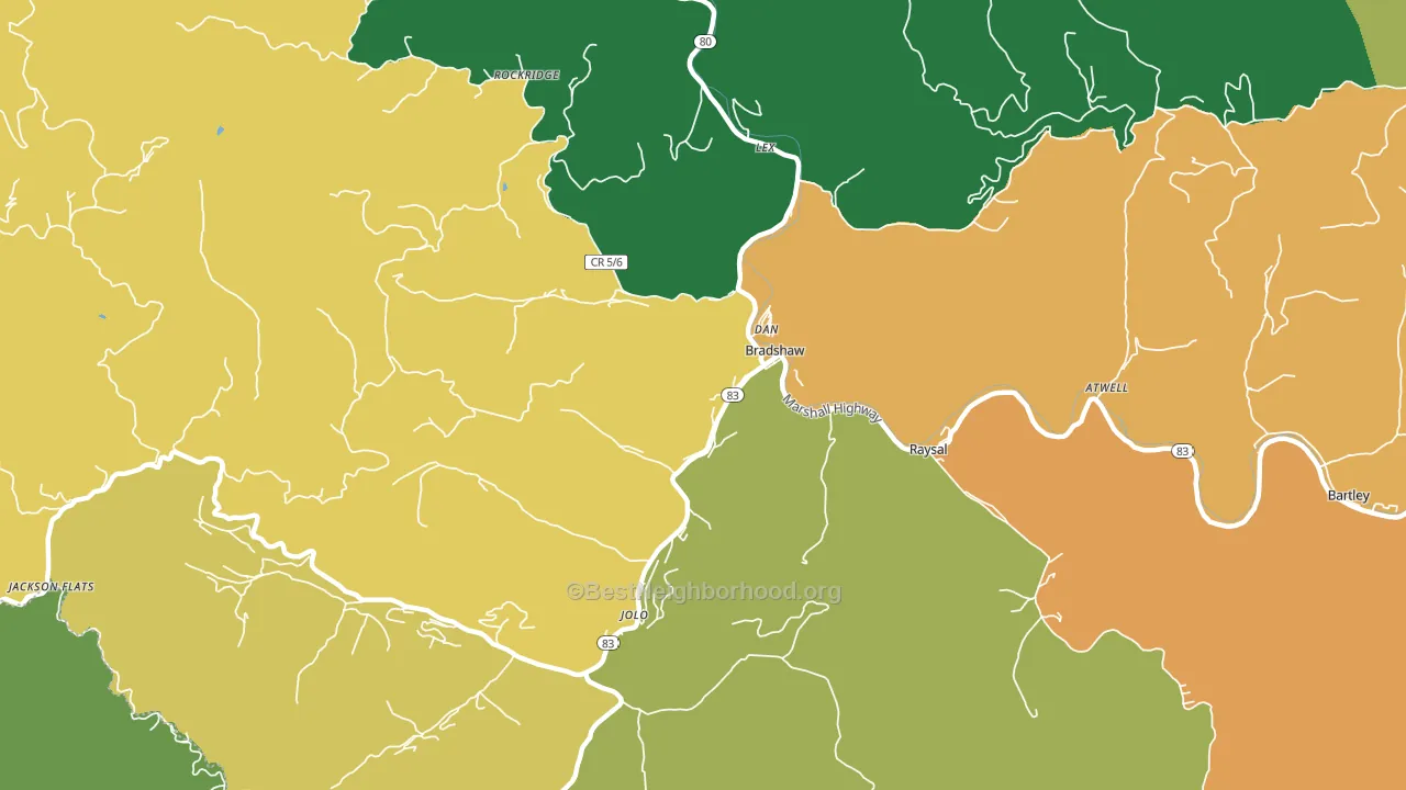 Bradshaw, WV block-group voter-turnout map