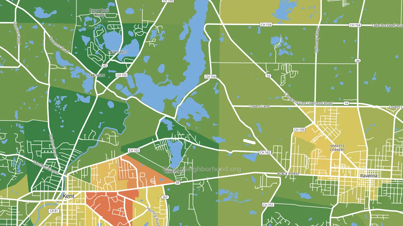 Brady Lake, OH block-group voter-turnout map