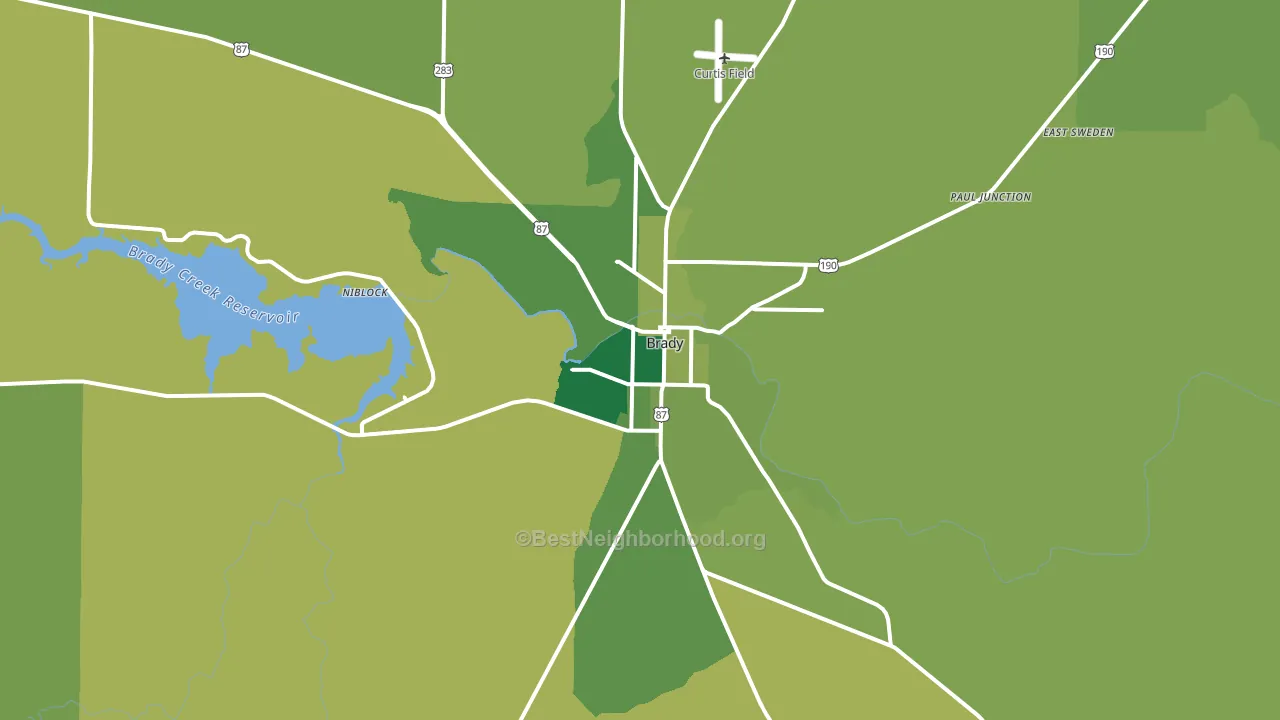Brady, TX block-group voter-turnout map