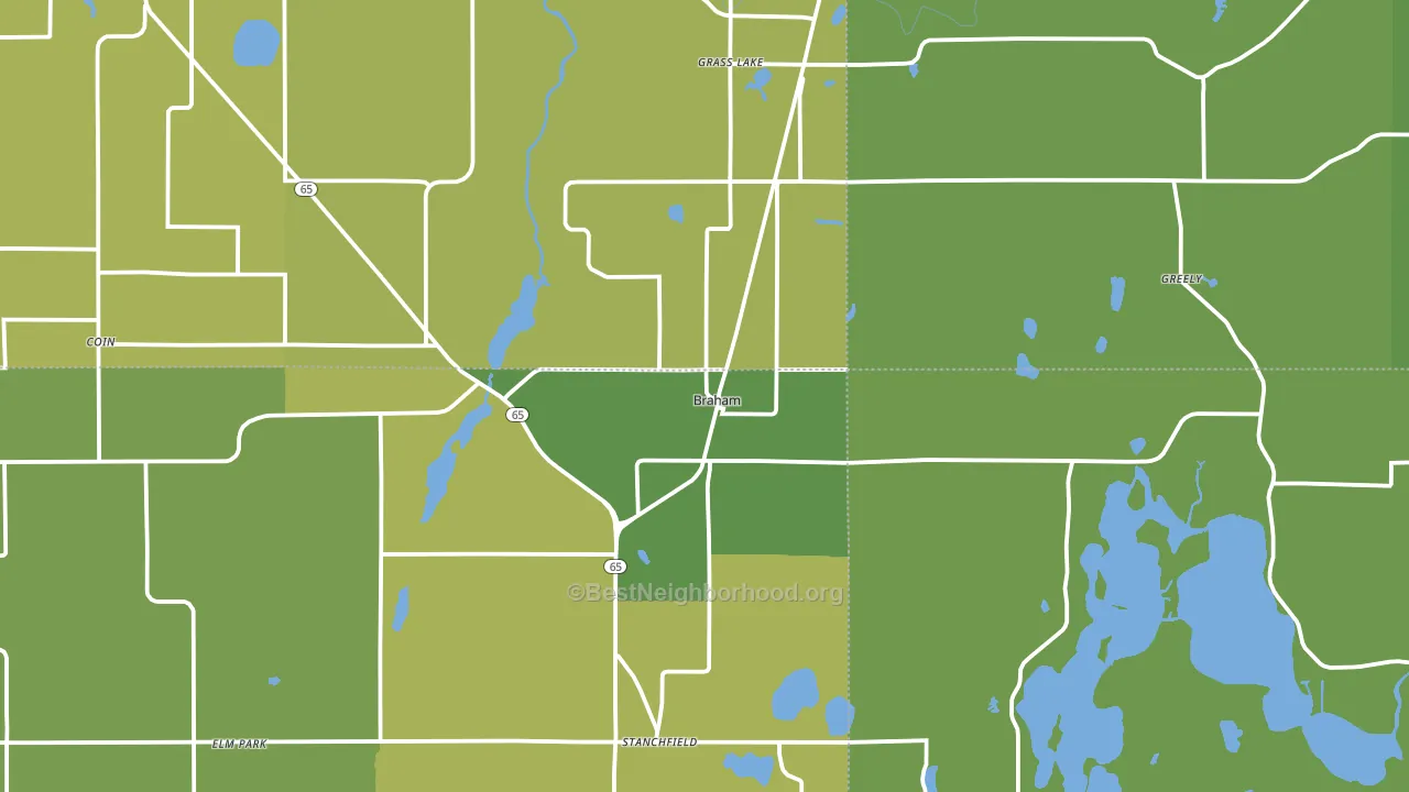 Braham, MN block-group voter-turnout map