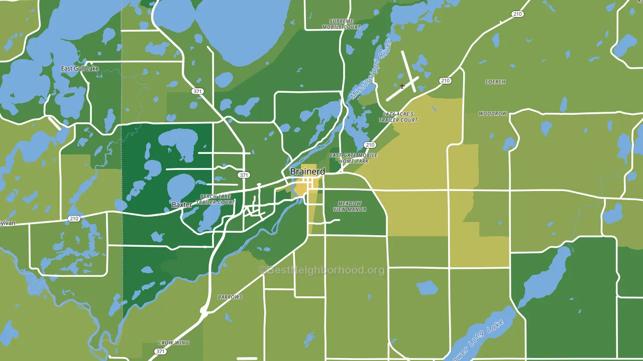 Brainerd, MN block-group voter-turnout map