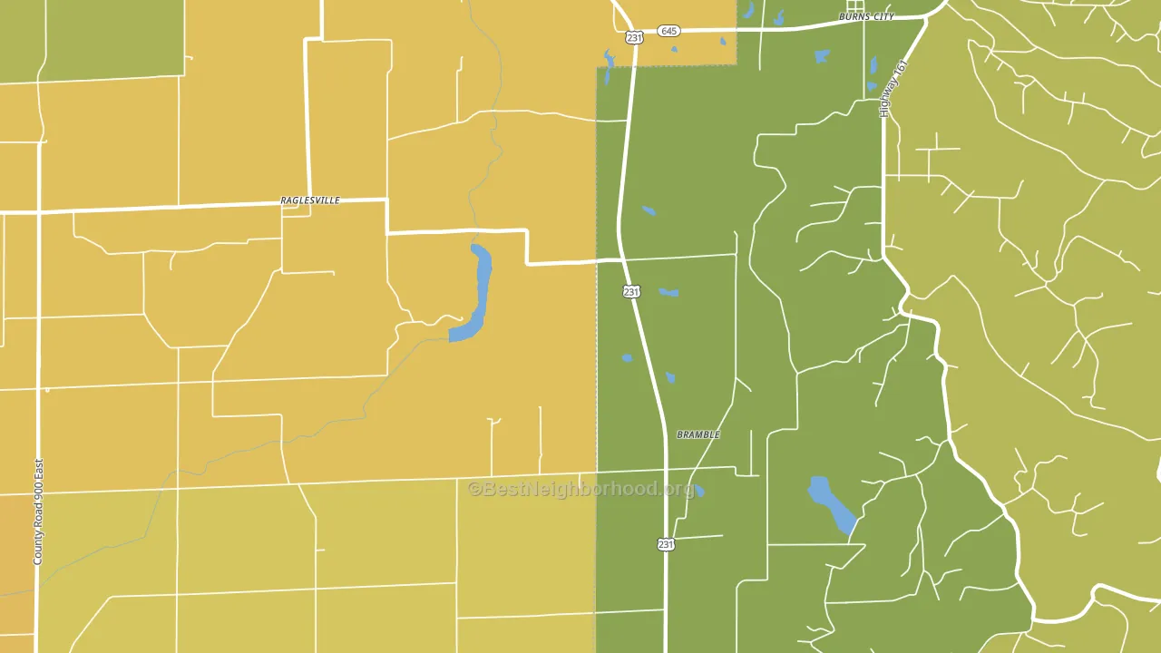 Bramble, IN block-group voter-turnout map