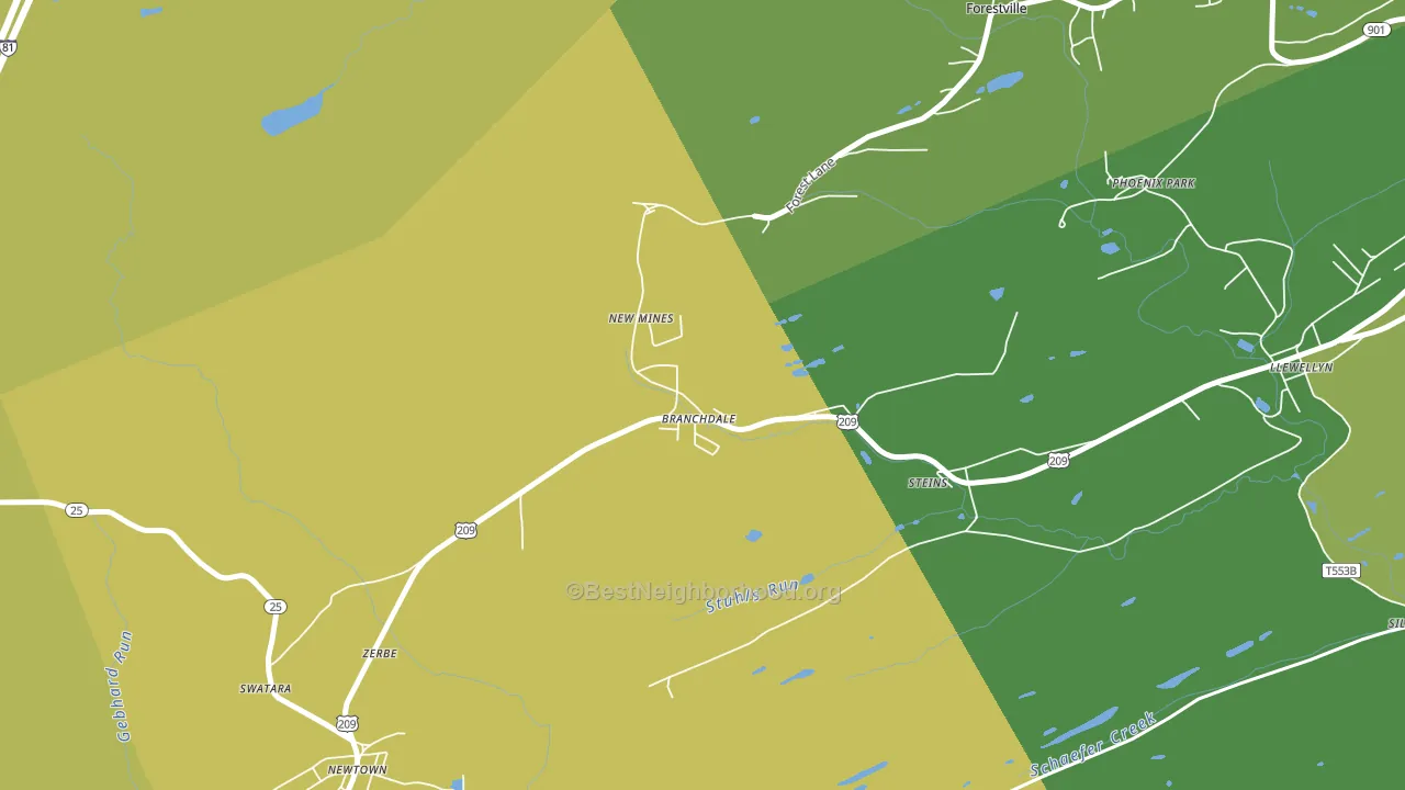 Branchdale, PA block-group voter-turnout map