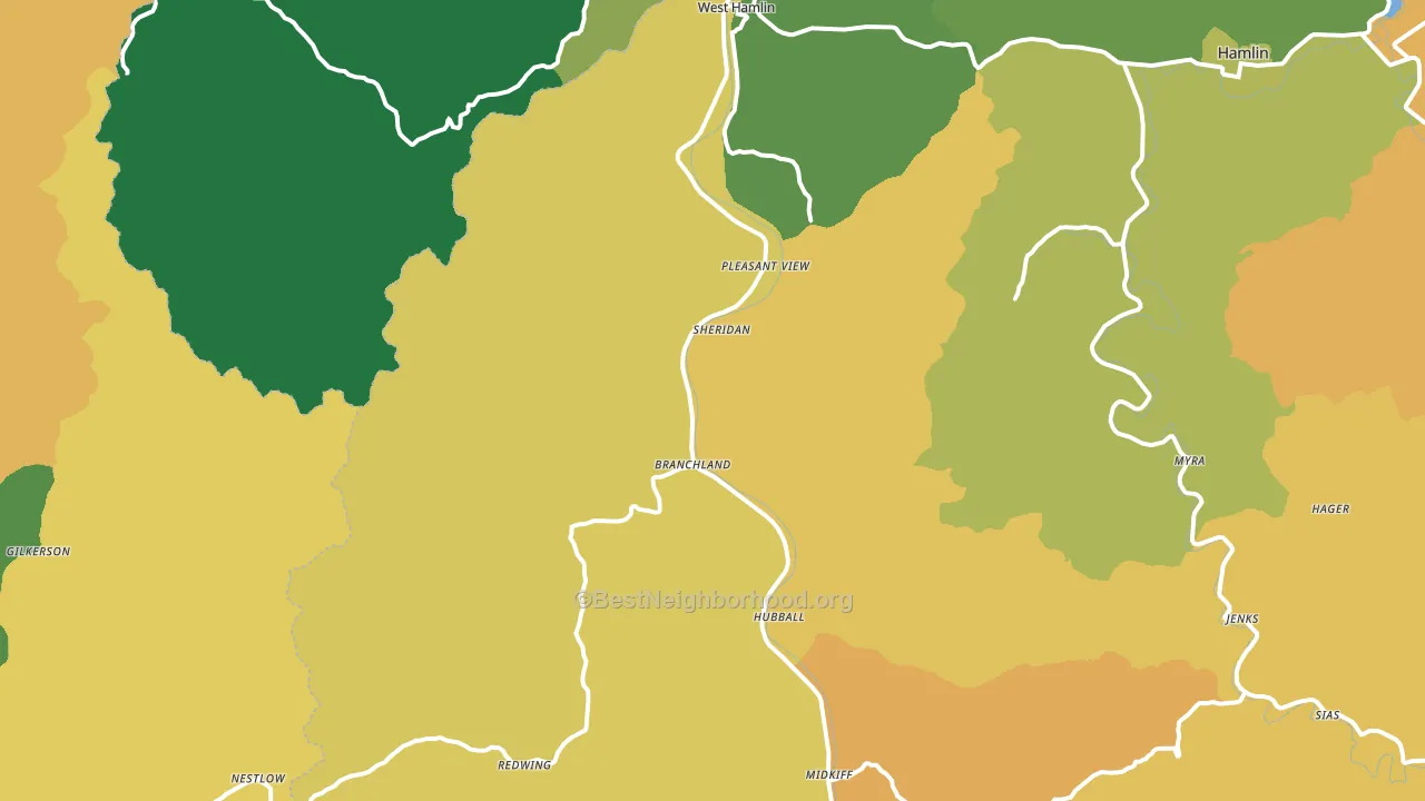 Branchland, WV block-group voter-turnout map