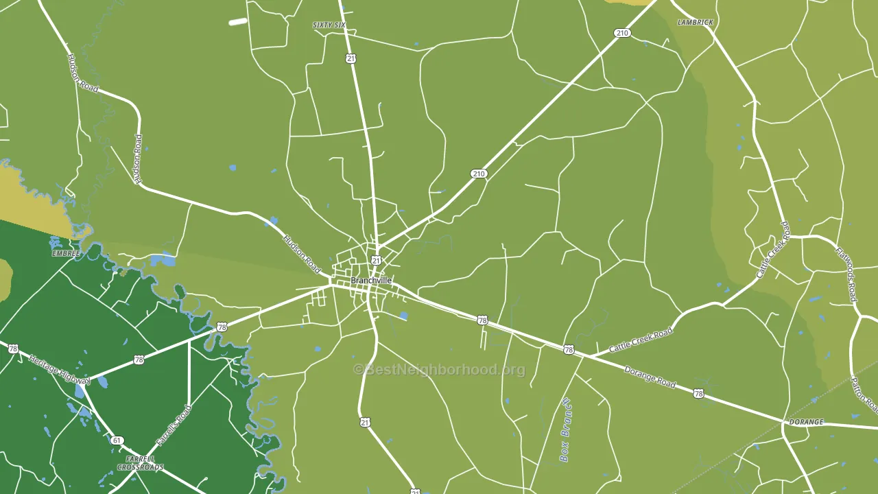 Branchville, SC block-group voter-turnout map