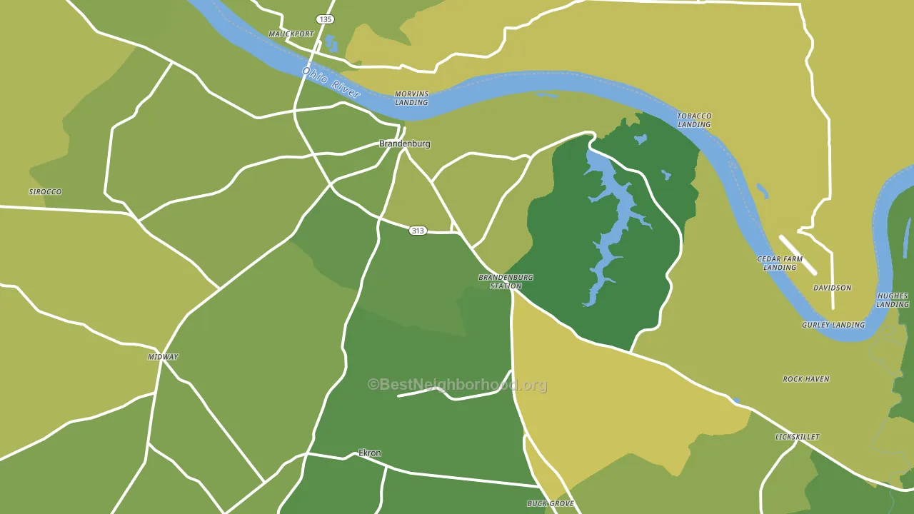 Brandenburg, KY block-group voter-turnout map