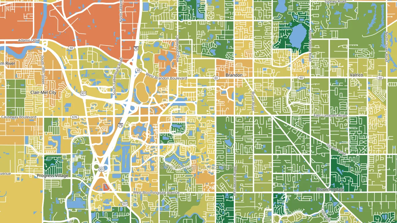 Brandon, FL block-group voter-turnout map