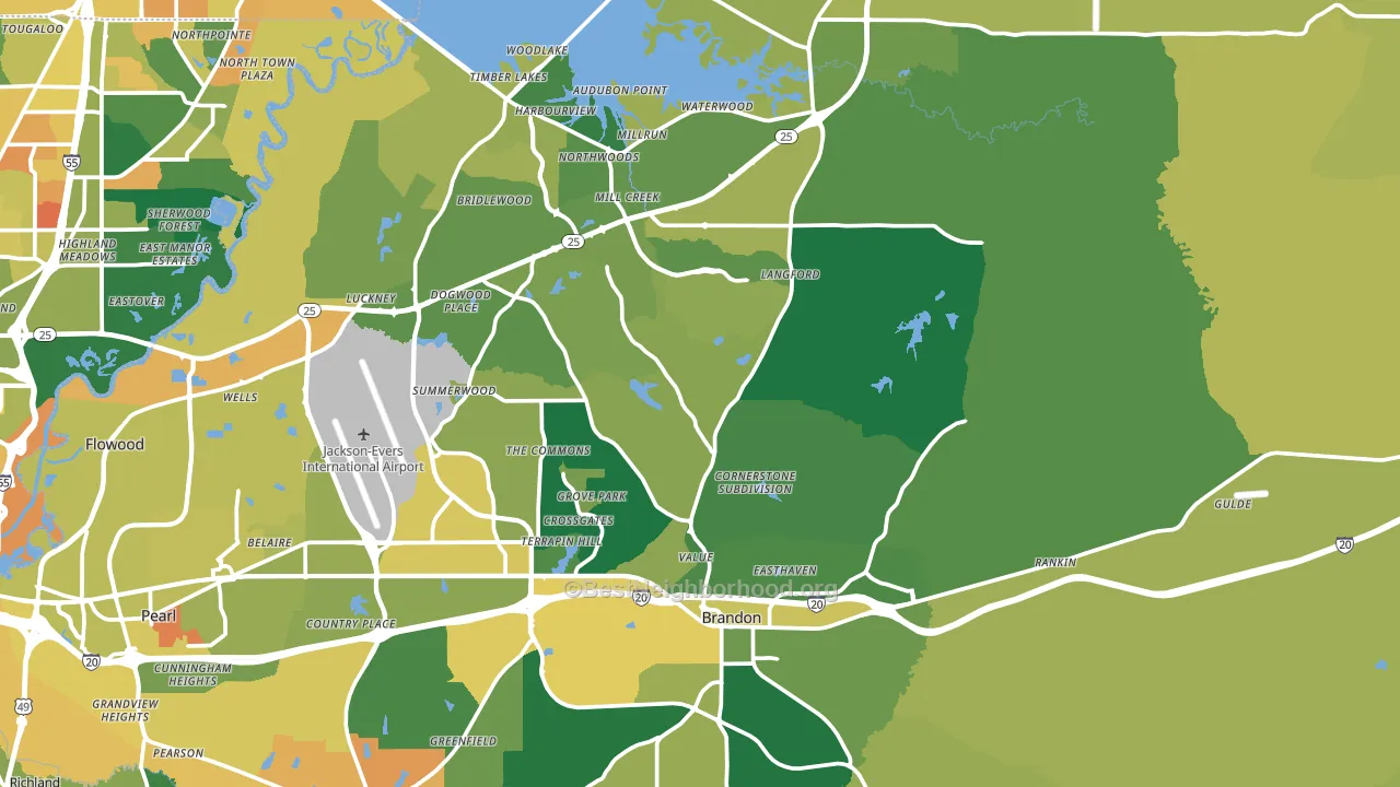 Brandon, MS block-group voter-turnout map