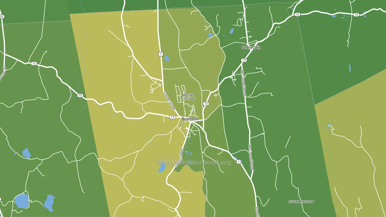Brandon, VT block-group voter-turnout map