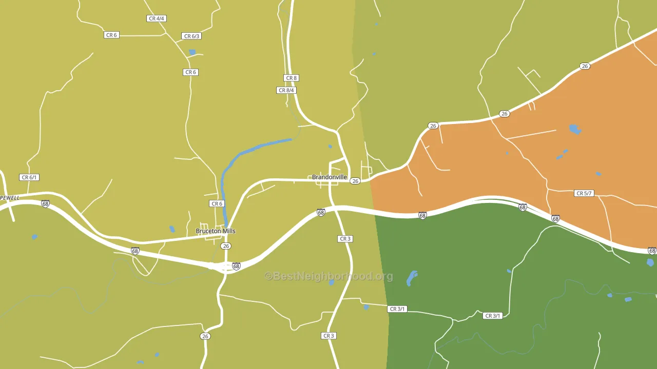 Brandonville, WV block-group voter-turnout map