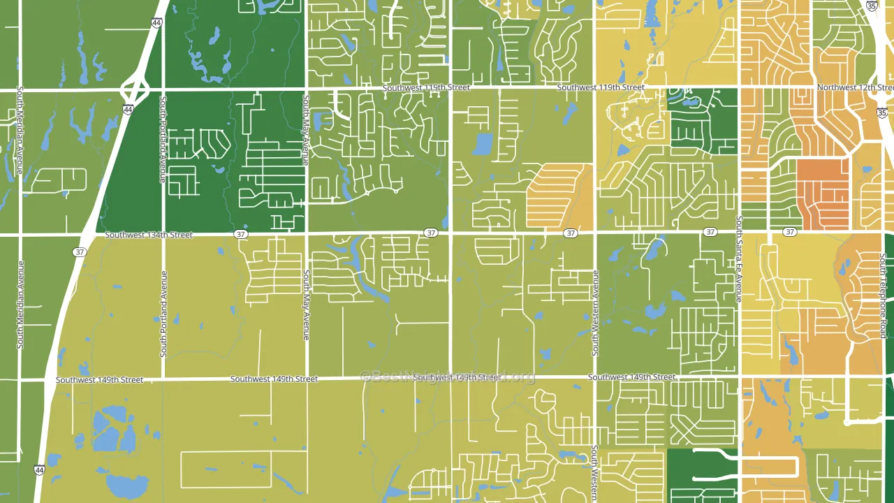 Brandywine, Oklahoma City, OK block-group voter-turnout map