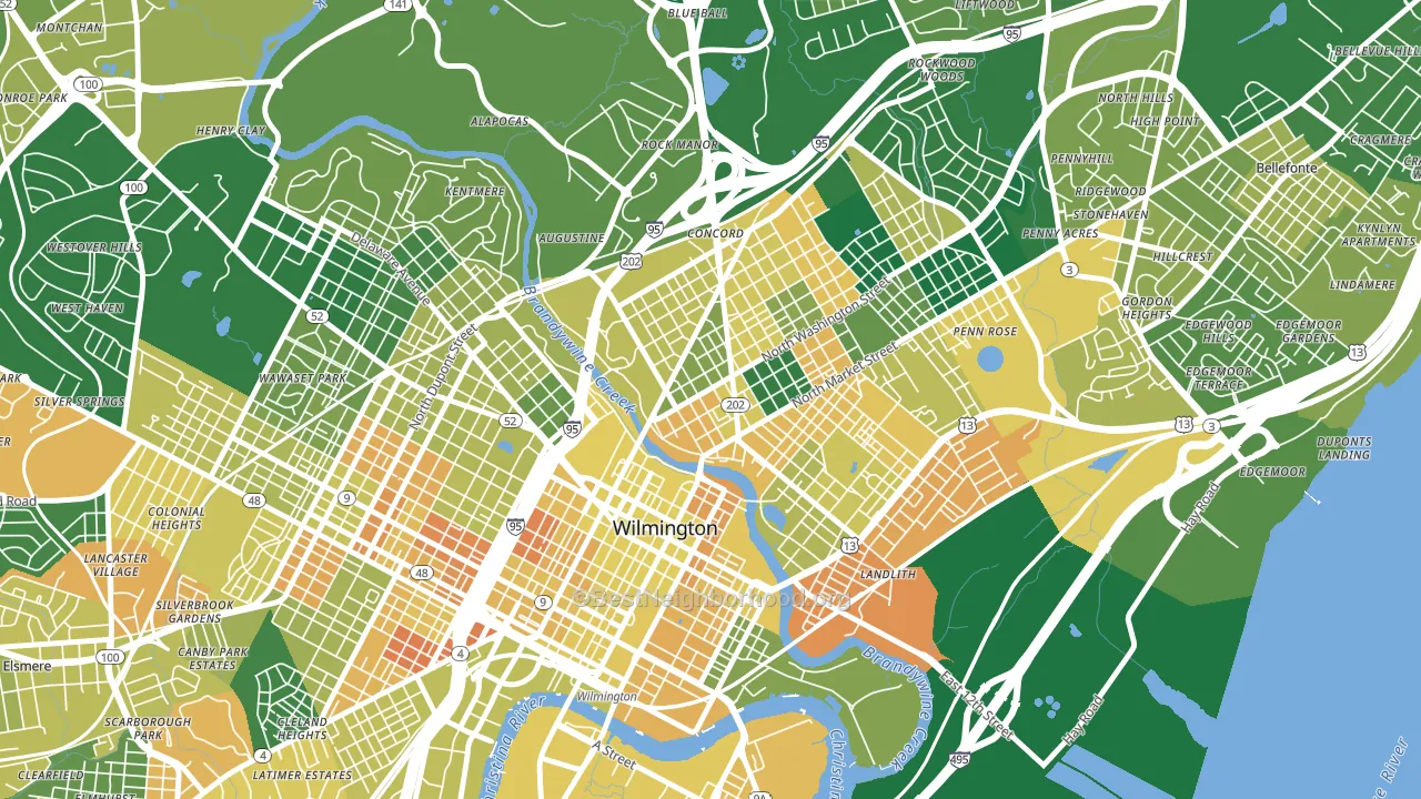 Brandywine Village, Wilmington, DE block-group voter-turnout map