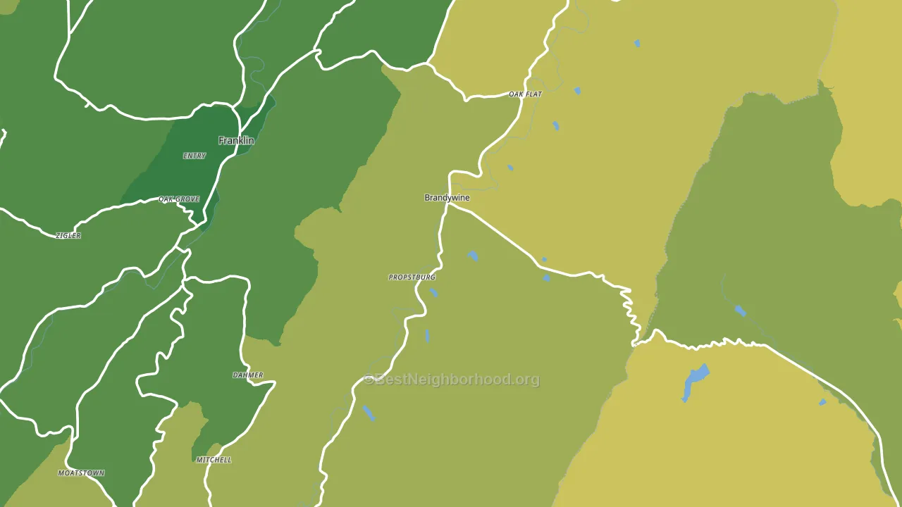 Brandywine, WV block-group voter-turnout map