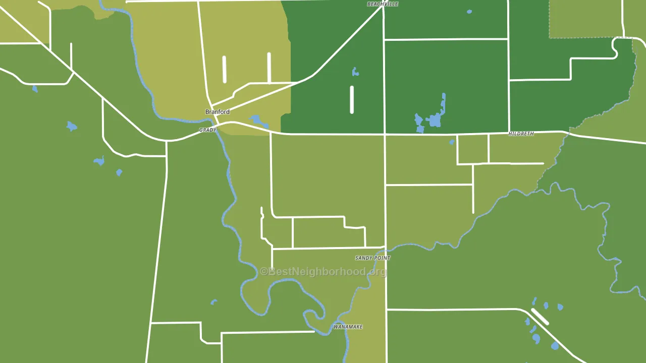 Branford, FL block-group voter-turnout map
