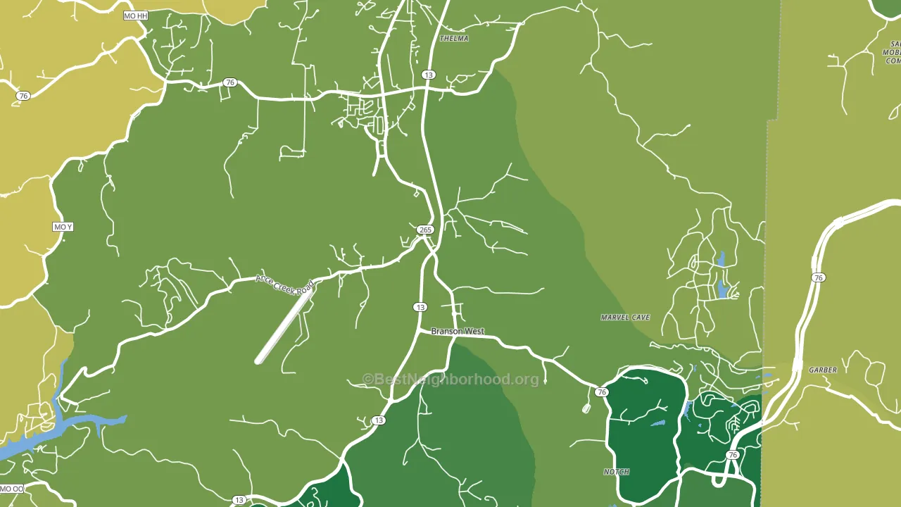 Branson West, MO block-group voter-turnout map