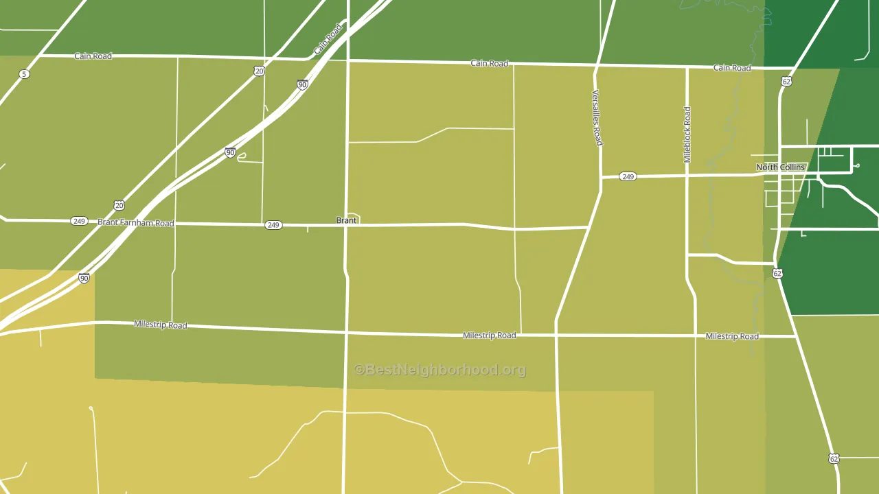 Brant, NY block-group voter-turnout map
