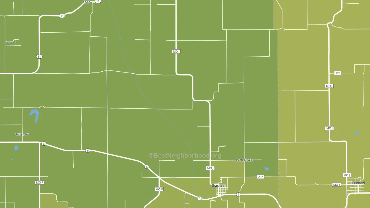 Brashear, MO block-group voter-turnout map