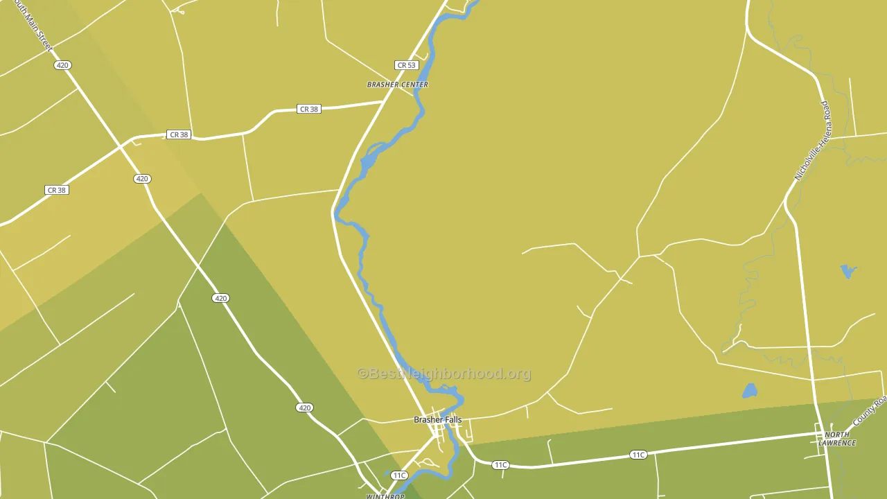 Brasher Falls, NY block-group voter-turnout map