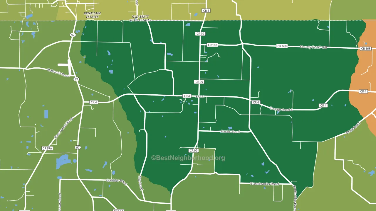 Bratt, FL block-group voter-turnout map