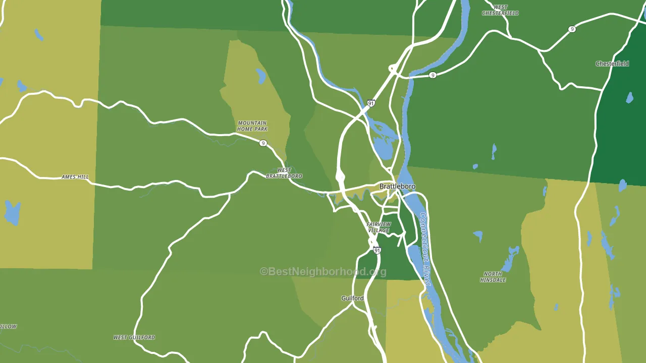 Brattleboro, VT block-group voter-turnout map
