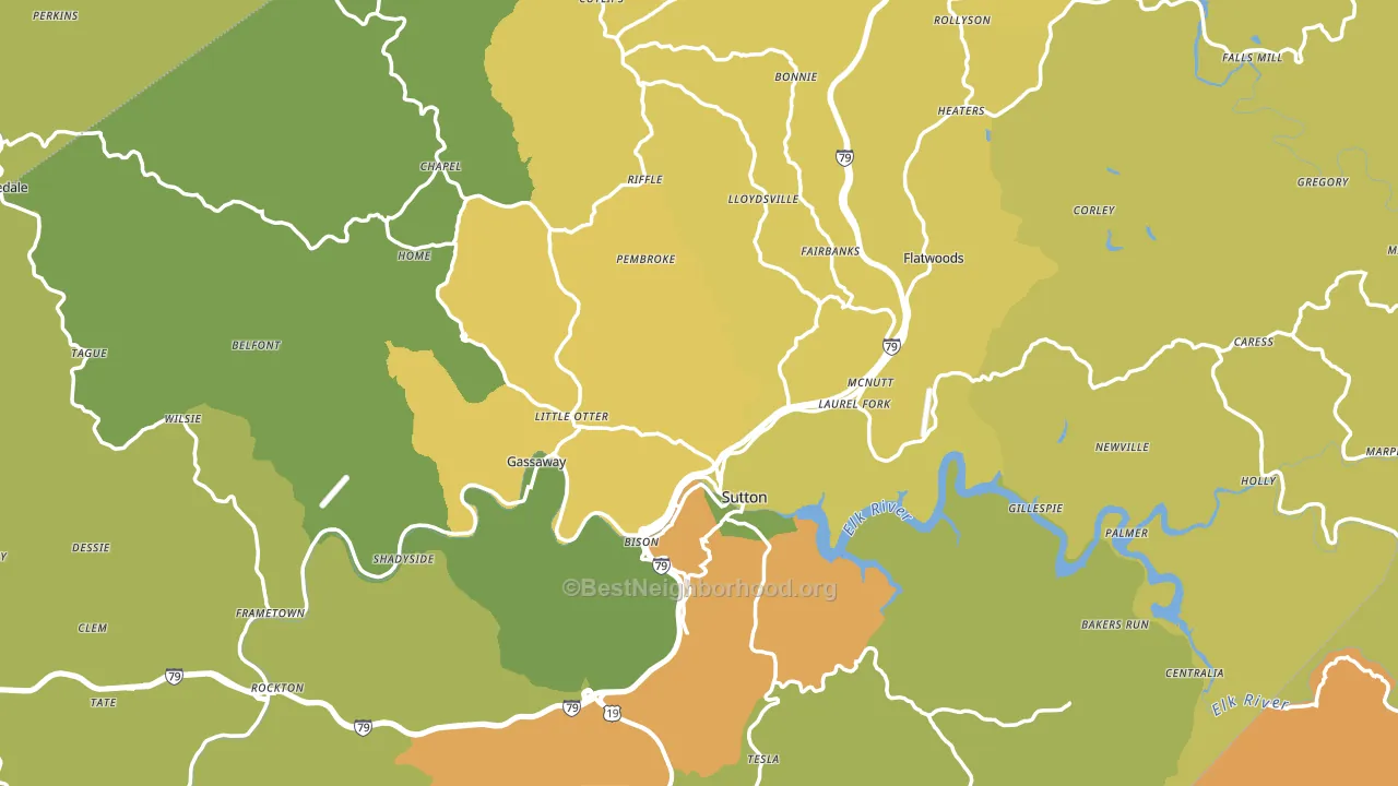 Braxton County, WV block-group voter-turnout map