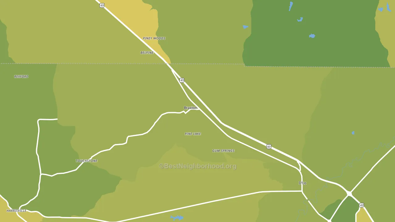 Braxton, MS block-group voter-turnout map